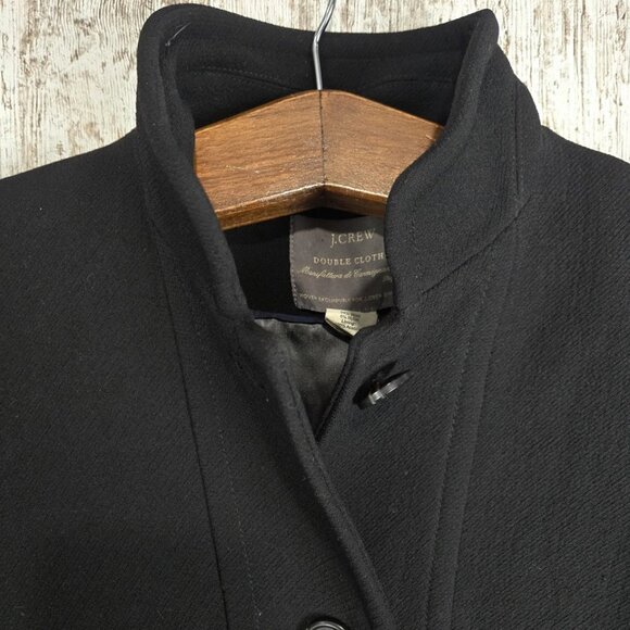 J Crew Womens Size 2 Factory Skirted Dress Coat Double Cloth Black Wool - Picture 6 of 9
